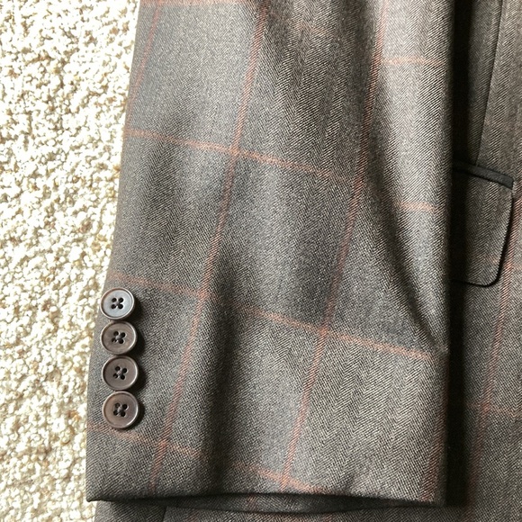 Ermenegildo Zegna Brown Rust Windowpane Check Wool Sport Coat Eu 54 L US 44 L - Picture 6 of 13